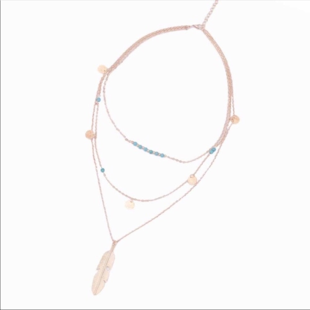 3 layered feather necklace - Picture 2 of 4
